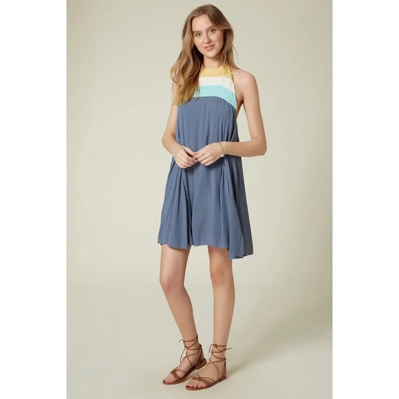 NWT O'Neill Women's‎ Halter Mini Dress Blue Size Medium Summer Casual Sleeveless - Picture 5 of 13